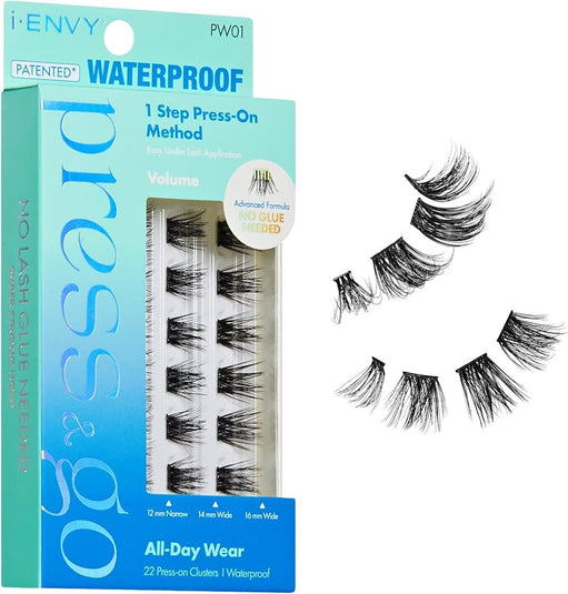I-ENVY Press&Go Waterproof Self-Adhesive Eyelashes, No Glue Needed 22 False Lash Clusters, Reusable 1 Step Press-on Lashes, No Damage or Residue (Wate - image 1