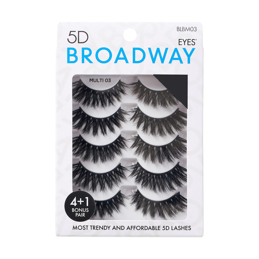 Broadway Lashes Strip False Eyelashes Multipack Fake Eyelashes Natural to Dramatic Look Lash Set 5 Pairs (03) - image 1