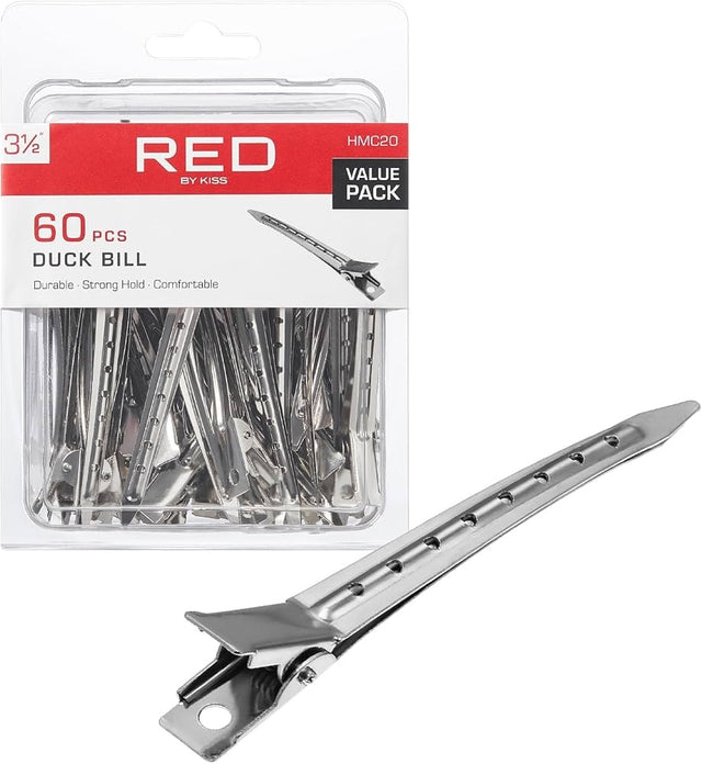 Red by Kiss Silver Metal Hair Clips, Durable Sturdy Hold for Long Lasting Styling & Curl Setting, Rust-Free Hair Pins for Thick & Thin Hair (60, Duck - image 1