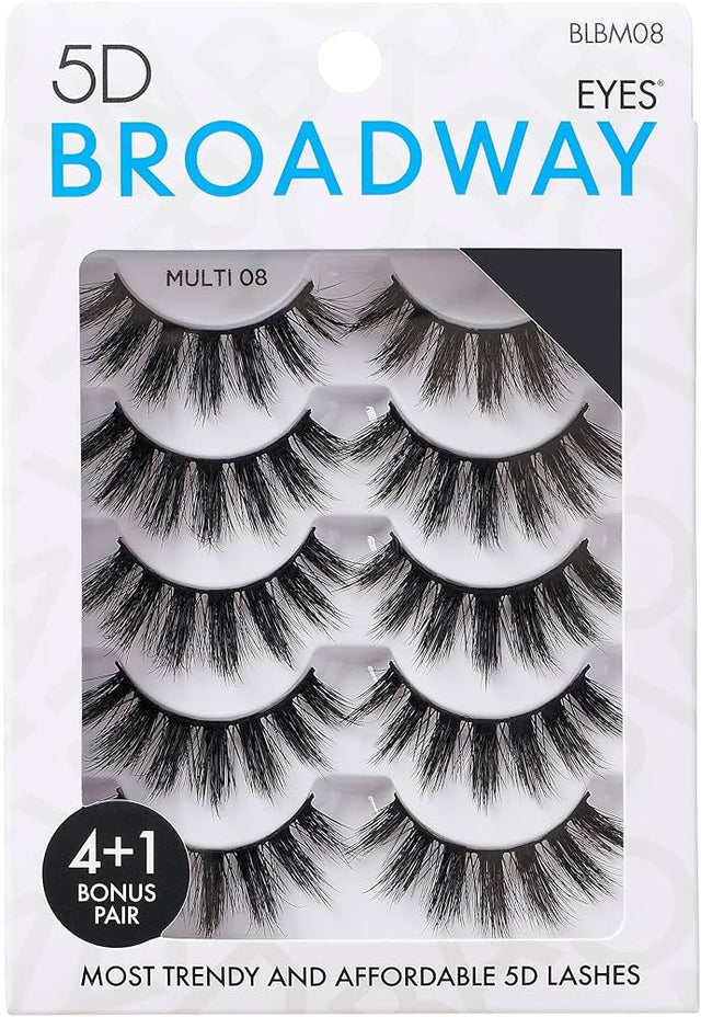 Broadway Lashes Strip False Eyelashes Multipack Fake Eyelashes Natural to Dramatic Look Lash Set 5 Pairs (08) - image 1