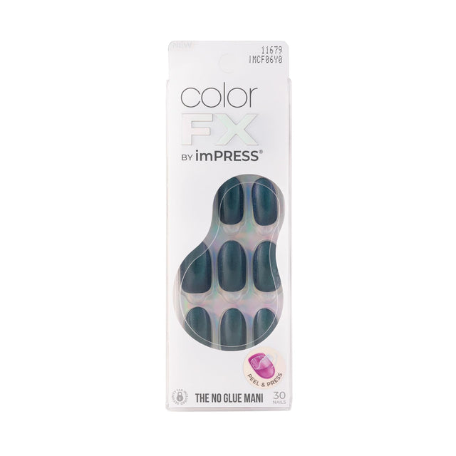 KISS ImPRESS Color FX No Glue Mani 30 Pcs Press on Nails, Medium False Nails, Metallic Chrome & Cat Eye, Peel & Press, Hassle-Free Removal, Includes M - image 1