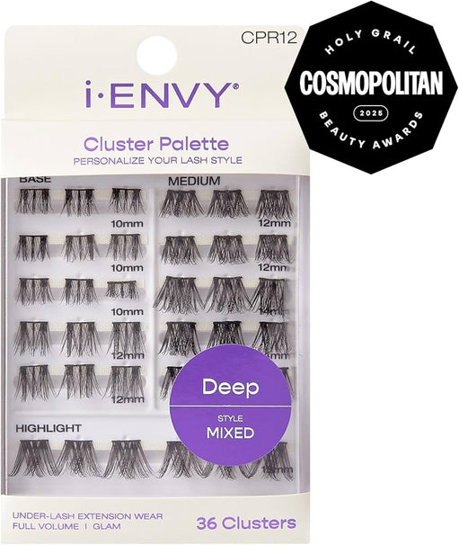 I-ENVY Cluster Palette Lash Refill, DIY Lash Makeup, Clusters False Eyelash, Varied Length, Customizable Under Lash Extension Layering (Deep Mixed Sty - image 1