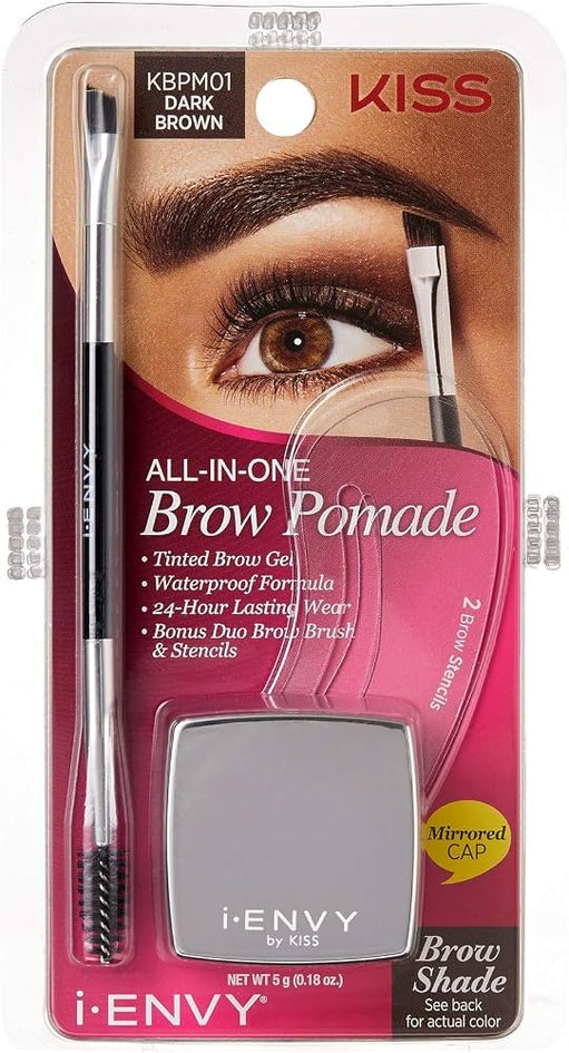 I Envy by Kiss All in One Brow Pomade Kbpm01 Dark Brown - image 1