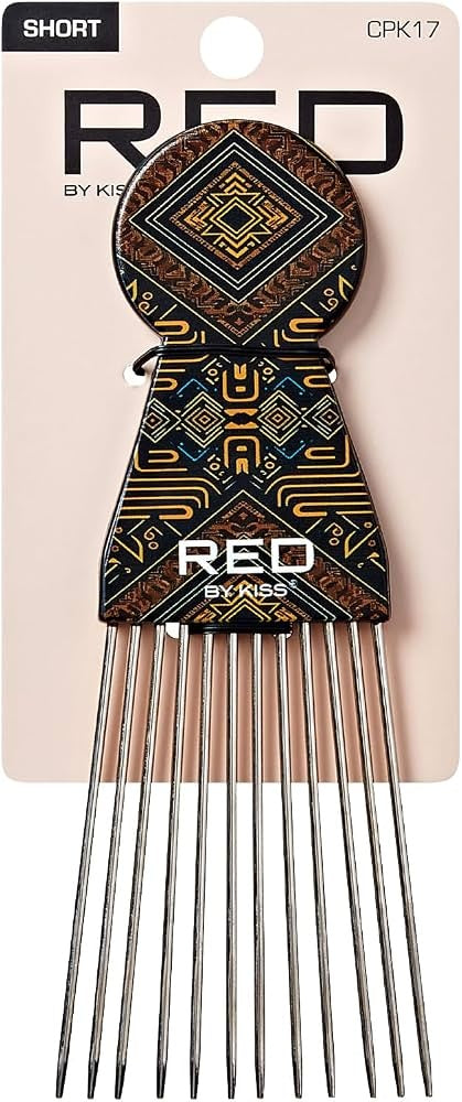 Red by Kiss Soul Pik Afro Comb Scalp-Safe Skin Friendly Metal Teeth for Curly & Straight Hair Durable & Elegant Hairdressing Tool Fashion Stylish - image 1