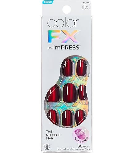 KISS ImPRESS Color FX No Glue Mani 30 Pcs Press on Nails Medium False Nails Metallic Chrome & Cat Eye Peel & Press Hassle-Free Removal Includes M - image 1