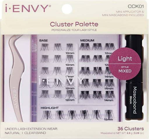 I-ENVY Cluster Palette Kit DIY Lash Makeup Customizable Under Lash Extension Layering All in One Convenience Mini Applicator & Mascabond Glue Inclu - image 1