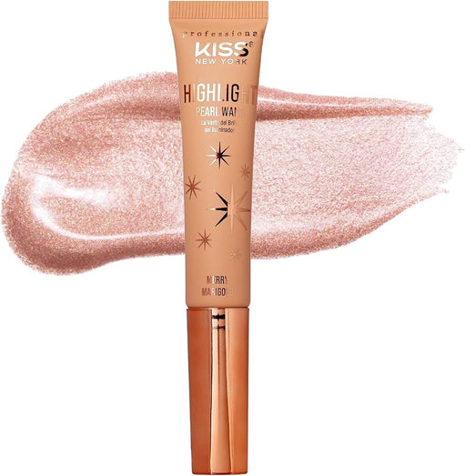 Kiss New York Professional Pearl Liquid Highlighter Beauty Wand Radiant Glow for Cheek Eye & Lip Non-Greasy Hydration Lightweight with Sponge-Tip Ap - image 1