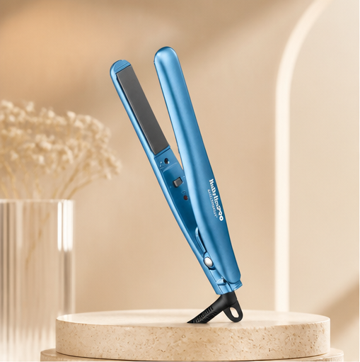 BaBylissPRO Nano Titanium Ultra-Thin Straightening Flat Iron - Blue - 1.5": Heating Time 60 Sec, 450 Max Heat Output, All Hair Types - image 1