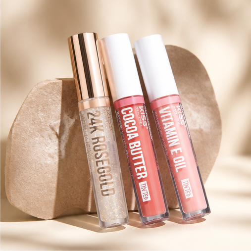Kiss New York 3 PAcK Lip Oil Gloss, Hydrating Non-Sticky Lip Oil, 100% Natural Oil, Lightweight (Rosegold & Ro - image 2