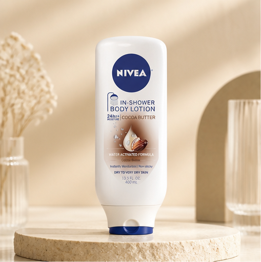 NIVEA Cocoa Butter in Shower Lotion for Dry Skin 24-Hour Body Moisturizer 13.5 Fl Oz - image 1