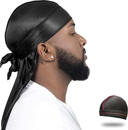RED by Kiss Bow Wow Extreme Shine Silky Durag - Breathable Long Tail Doo Rag for Maximum Wave Compression and Smooth Wide Straps (Black) - image 1