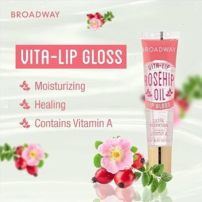 Ruby Kisses Broadway Lip Gloss Vita-Lip Clear Lip Gloss Moisturizing Soothing Super Glossy with Vitamin Oil Rosehip - image 1