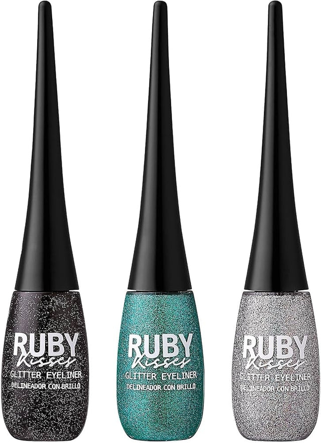 Ruby Kisses I-Bling Liquid Eyeliner 3 PACK (Glitz N' Black Glitz N' Green Disco Ball) - image 1