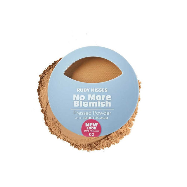 Ruby Kisses No More Blemish Face Powder with Salicylic Acid Korean Makeup Matte Finish Full Coverage Pressed Powder (Chocolate) - image 1