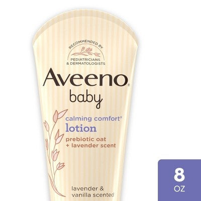 Aveeno Baby Calming Comfort Moisturizing Lotion with Relaxing Lavender & Vanilla Scents, Non-Greasy Baby Body Lotion, Natural Oatmeal & Dimethicone, Paraben- & Phthalate-Free, 8 fl. oz - image 1