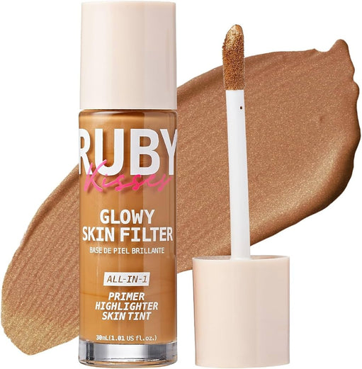Ruby Kisses Glowy Skin Filter Foundation - All-in-1 Primer, Skin Tint & Highlighter, Hydrating Light Coverage with Squalane, Natural Dewy Finish, Lumi - image 1