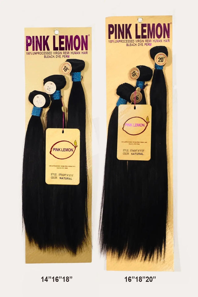 Pink Lemon Virgin Human Hair Weave 3 Bundles Straight (NATURAL 10"12"14") - image 1