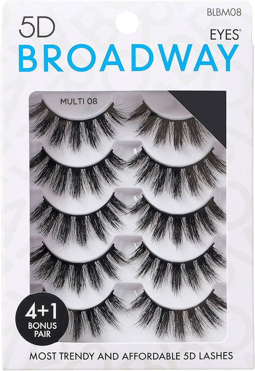 Broadway Lashes Strip False Eyelashes Multipack Fake Eyelashes Natural to Dramatic Look Lash Set 5 Pairs (08) - image 1