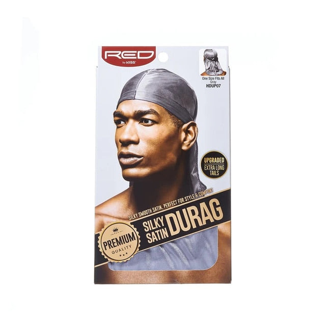 ) Red Silky Satin Durag Gray - image 1