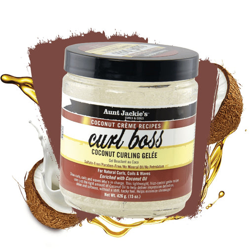 Aunt Jackie S Curls & Coils Curl Boss Coconut Curling Gelée 15 Oz Female Shine Enhancing - image 1