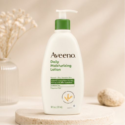 Aveeno - Daily Moisturizer, Body Lotion, For Dry Skin, Prebiotic Oat Fragrance Free, 18 fl. oz (Pack of 1) - image 1