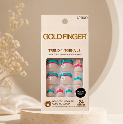 Gold Finger Solid Color Ready-to-wear 24 Toenails - Wider So Happy - image 1