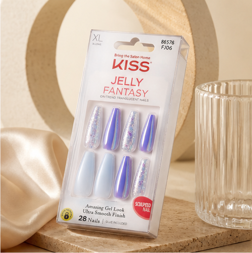 KISS Jelly Fantasy Sculpted Translucent Fake Nails 'Cherry Jelly' 28 Count - image 2