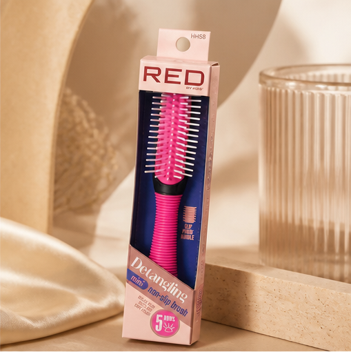 Kiss - Red 5 Row Non-slip Mini Detangling Brush - image 2