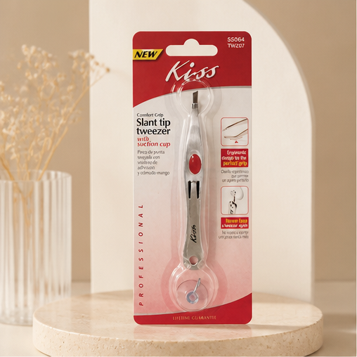 Kiss New York Comfort Grip Slant Tweezer with Suction Cup ONE SIZE - image 1