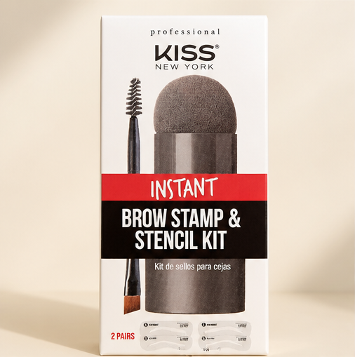 Kiss New York Professional Instant Brow Stamp and Stencil Kit Powder Stamp Eyebrow Shaping Kit Black Brown - image 1