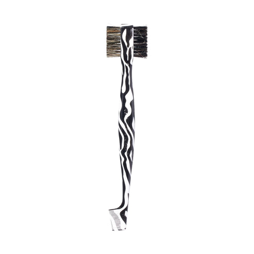 RED by Kiss Dual Edge Brush 3 in 1 Edge Brush Comb Soft and Hard Board Bristles (Zebra) - image 1