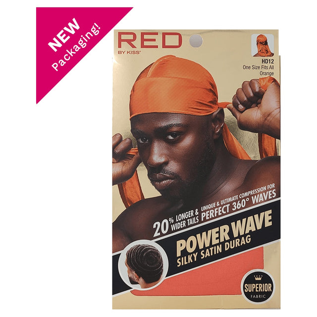 Red by Kiss Power Wave Silky Satin Durag - Orange - image 1